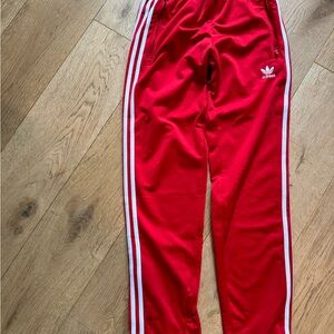 Adidas red track pants  xs